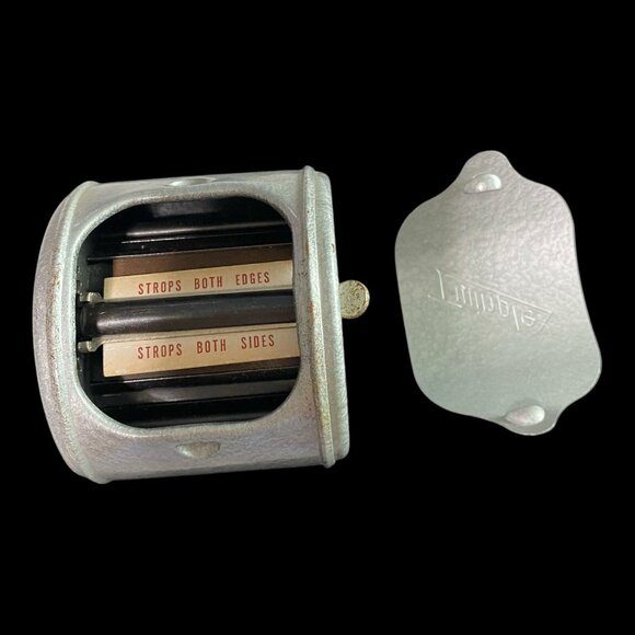 Razor Sharpener Twinplex Vintage Barber Tool Hand Crank Manual Silver - Picture 8 of 9